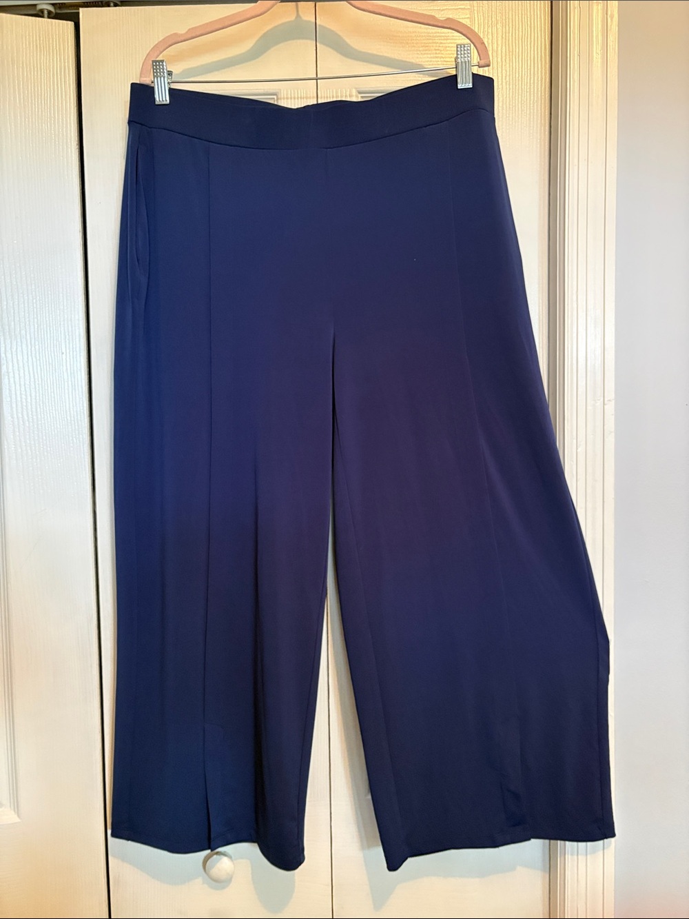 Wide Leg Jersey Knit Navy Pants NWOT